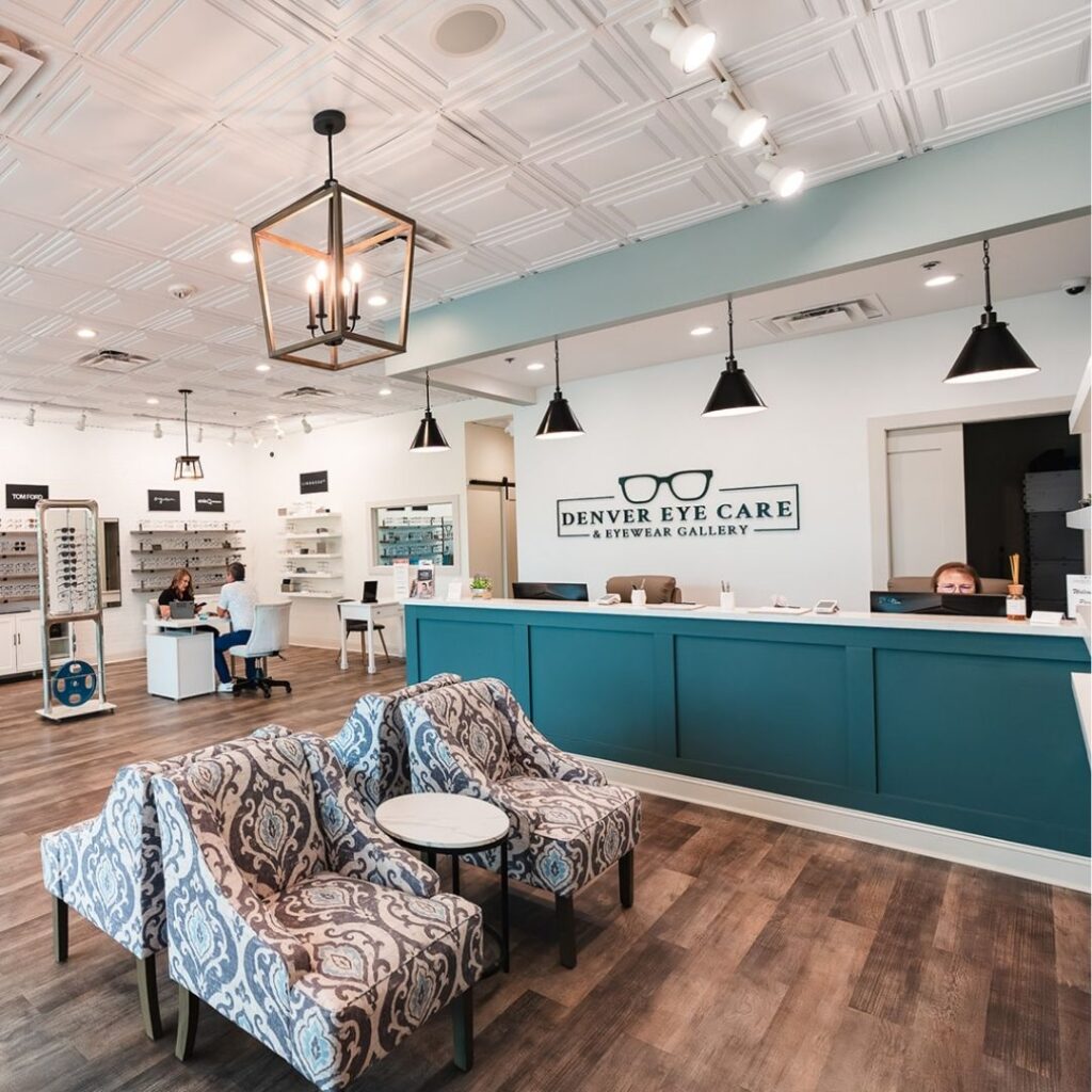 welcoming waiting room in an optometrist office